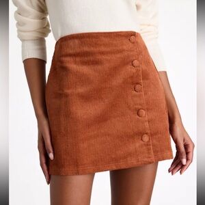 Lulu's Rust Corduroy Button-Front Mini Skirt NWT